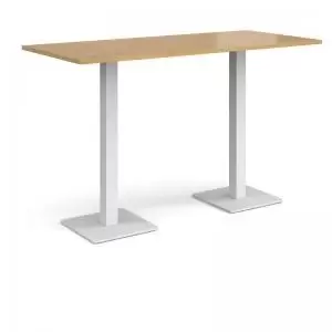 Brescia rectangular poseur table with flat square white bases 1800mm x