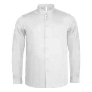 Kariban Mens Long Sleeve Mandarin Collar Shirt (S) (White)