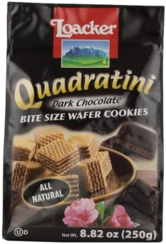 Loacker Dark Chocolate Quadratini Wafer Biscuits - 125g x 12