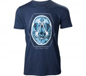 Assassins Creed Find Your Past Brain Crest T-Shirt - Small - Navy