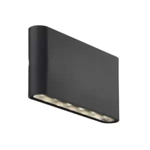 Kinver LED Dimmable Outdoor Up Down Wall Lamp Black, IP54, 3000K