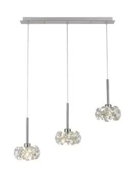 , 3 Light G9 2m Linear Pendant With Polished Chrome And Crystal Shade