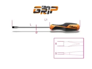 Beta Tools 1260 Beta GRIP Slotted / Flat Head Screwdriver Non-Slip 6.5 x 100mm