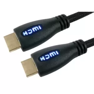 Cables Direct 1m HDMI 1.4 High Speed with Ethernet Cable with Blue LED