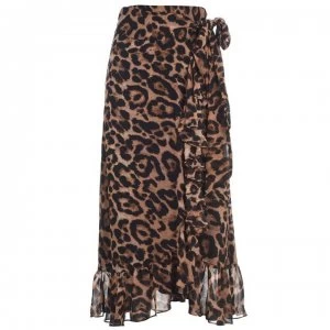 Bardot Leopard Wrap Skirt - BOLD LEOPARD