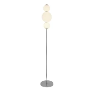 3 Light Floor Lamp, Chrome With Opal Glass Shade