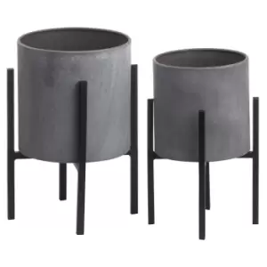 2 Small Concrete Planters on Stands