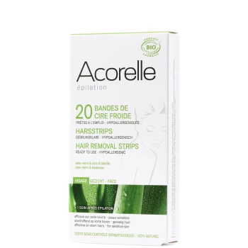Acorelle Organic Ready to Use Aloe Vera and Beeswax Cold Wax Strips for Face 20 Strips