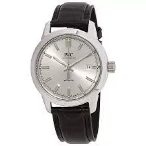 IWC Ingenieur Automatic Silver Dial Black Leather Strap Mens Watch IW357001 IW357001
