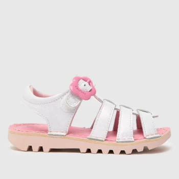 Kickers White & Pink Fleur Sandal Girls Toddler Sandals