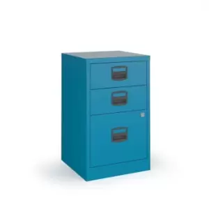 Bisley A4 Home Filer with 3 Drawers - Grey with Blue Drawers