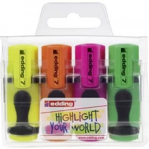 Edding Highlighter edding 7 4-7-4 4 pcs/pack Neon yellow, Neon green, Neon orange, Neon pink 1 mm, 3mm 4 pc(s)