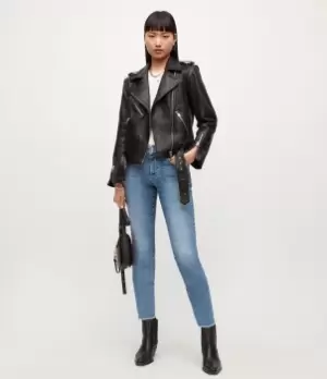 AllSaints Womens Miller Mid-Rise Size Me Skinny Jeans, Fresh Blue, Size: S