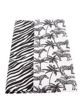 Summerhouse By Navigate Pack Of 2 100% Cotton Tea Towels ; Zebra