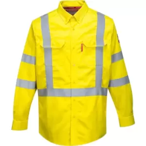 Biz Flame 88/12 FR Mens Hi Vis Flame Resistant Work Shirt Yellow XL