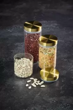 Airtight Small Glass Food Storage Jar with Brass Lid