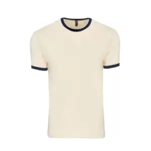 Next Level Adults Unisex Cotton Ringer T-Shirt (XXL) (Natural/Midnight Navy)