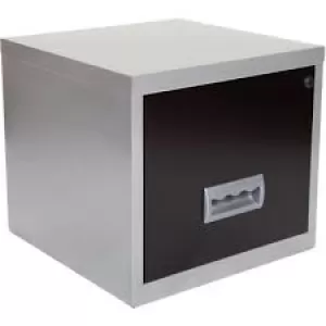 Pierre Henry Filing Cabinet with 1 Lockable Drawer Maxi 400 x 400 x 370mm Silver & Black