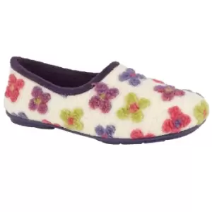 Sleepers Womens/Ladies Gracie Floral Memory Foam Slippers (7 UK) (Cream/Multicoloured)