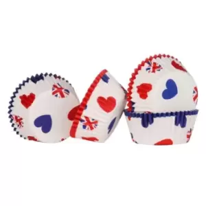 Premier Housewares - 60 Pieces Medium Cup Cake Cases Heart Shaped UK Flag Design Cupcake Paper Multicolored Greaseproof Muffin Paper Baking Cups