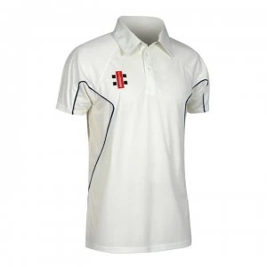 Gray Nicolls Storm Short Sleeve Cricket Shirt - White/Navy