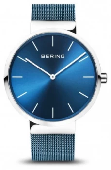 Bering Mens Classic Blue PVD Plated Steel Mesh Bracelet Watch