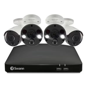 Swann CCTV System - 8 Channel 4K Ultra HD DVR with 2 x 4K Professional Bullet Camera & 2 x 4K Spotlight Camera & 2TB HD