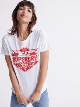 Superdry Brand Language Rip T-Shirt - White, Size L, Women