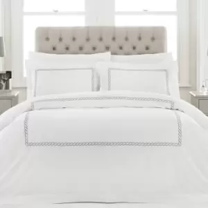 Cleopatra 200TC Cotton Embroidered Duvet Cover Set Silver