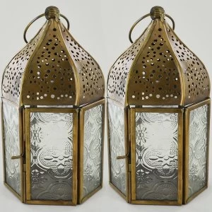 Brass Antique Moroccan Lanterns (Set of 2)
