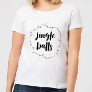 Jingle Balls Womens Christmas T-Shirt - White - 5XL