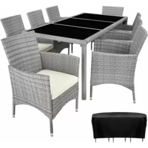 Rattan garden furniture set 8+1 with protective cover - garden tables and chairs, garden furniture set, outdoor table and chairs