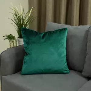 Riva Paoletti - Paoletti Stella Embossed Texture Luxe Velvet Piped Cushion Cover, Emerald, 45 x 45 Cm