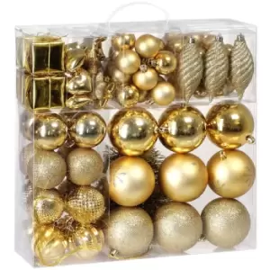 Christmas Tree Baubles Set of 103 Pieces Xmas Balls Decoration Ornaments Indoor Outdoor gold (de)