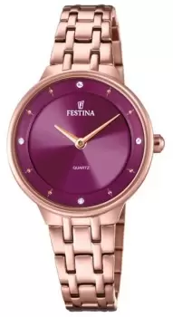 Festina F20602/2 Ladies Rose-pltd. W/CZ Set & Steel Watch
