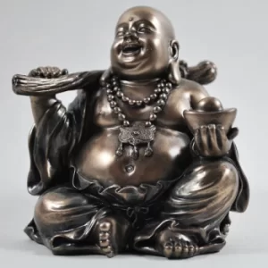 Buddah Holding Gold Nugget Bronze Sculpture