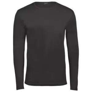 Tee Jays Mens Interlock Long Sleeve T-Shirt (XL) (Dark Grey)
