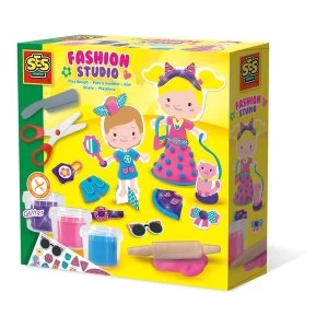 SES Creative - Childrens Modelling Dough Fashion Studio Set 3 Pots (Multi-colour)