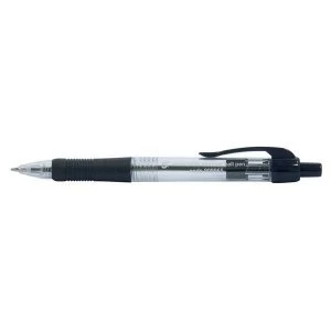 5 Star Office Retractable Grip Ball Pen 1.0mm Tip 0.4mm Line Black Pack 10