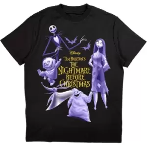 Disney - The Nightmare Before Christmas Purple Characters Unisex XX-Large T-Shirt - Black