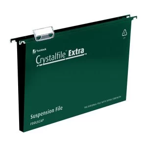 Rexel Crystalfile Extra Foolscap Polypropylene 50mm Suspension File Green 1 x Pack of 25 Suspension Files