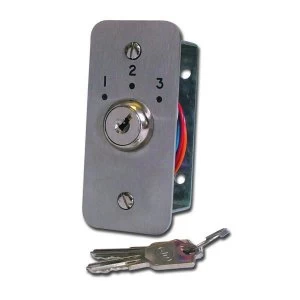 ASEC Three Position Narrow Key Switch Engraved