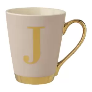 Bone China Grey/Gold J Alphabet Mug
