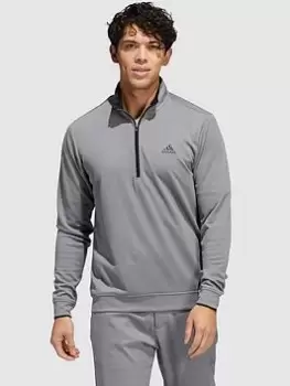 adidas Golf Primegreen UPF Quarter Zip Pullover - Grey/Black, Grey/Black, Size L, Men