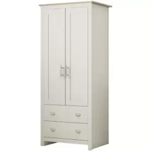 Westbury Traditional 2 Door 2 Drawer Combination Wardrobe - Matt Cream & Light Oak - Cream