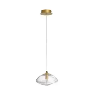 Kildonan 16cm Dome Pendant Ceiling Light Brass Gold Metal Blown Clear Glass LED G9 - Merano