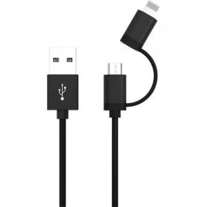 Ansmann iPad/iPhone Data cable/Charger lead [1x USB 2.0 connector A - 1x Micro USB plug, Apple Dock lightning plug] 1.20 m Black