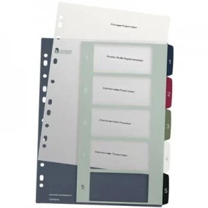 Leitz 1235 Style Index A4 1-5 Polypropylene Multicolour 5 dividers Extra wide, Printable 1235-00-00