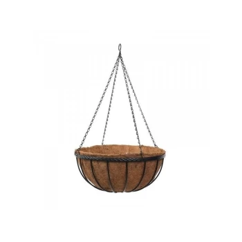 Smart Garden - 35cm 14" Metal Saxon Metal Hanging Basket Black Planter Liner