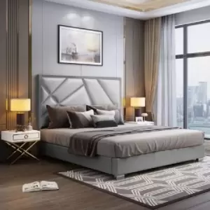 Envisage Trade - Crina Upholstered Beds - Plush Velvet, Super King Size Frame, Grey - Grey